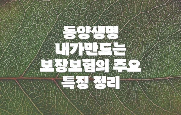 동양생명 내가만드는 보장보험이란 무엇일까요?