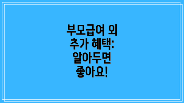 부모급여 외 추가 혜택: 알아두면 좋아요!