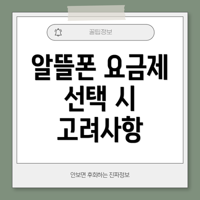 알뜰폰 요금제 선택 시 고려사항