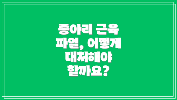 종아리 근육 파열, 어떻게 대처해야 할까요?