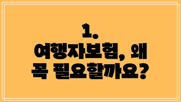 1. 여행자보험, 왜 꼭 필요할까요?
