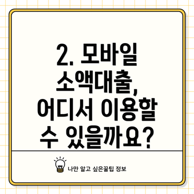 2. 모바일 소액대출, 어디서 이용할 수 있을까요?