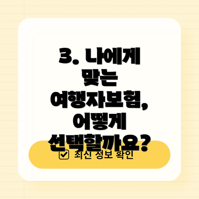 3. 나에게 맞는 여행자보험, 어떻게 선택할까요?
