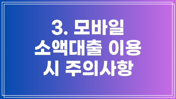 3. 모바일 소액대출 이용 시 주의사항