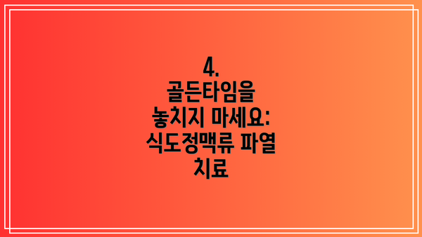 4.  골든타임을 놓치지 마세요: 식도정맥류 파열 치료