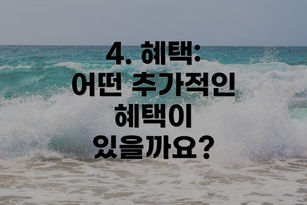 4. 혜택: 어떤 추가적인 혜택이 있을까요?