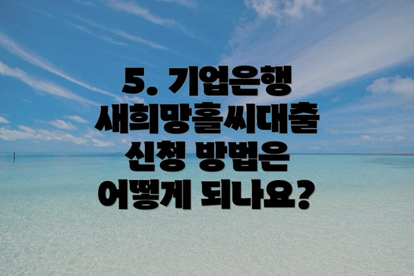 5. 기업은행 새희망홀씨대출 신청 방법은 어떻게 되나요?