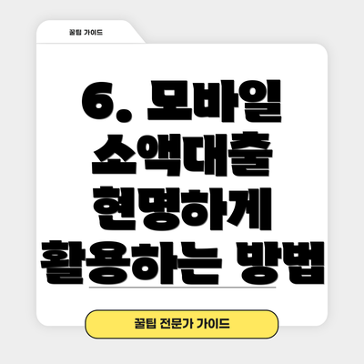 6. 모바일 소액대출 현명하게 활용하는 방법