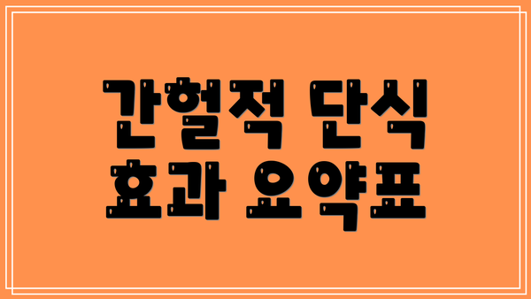 간헐적 단식 효과 요약표