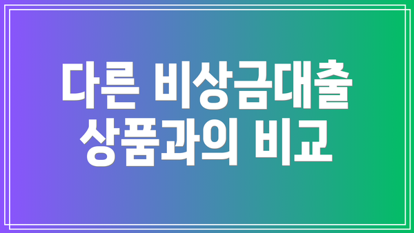다른 비상금대출 상품과의 비교
