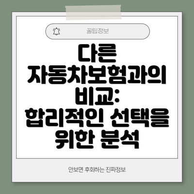 다른 자동차보험과의 비교:  합리적인 선택을 위한 분석