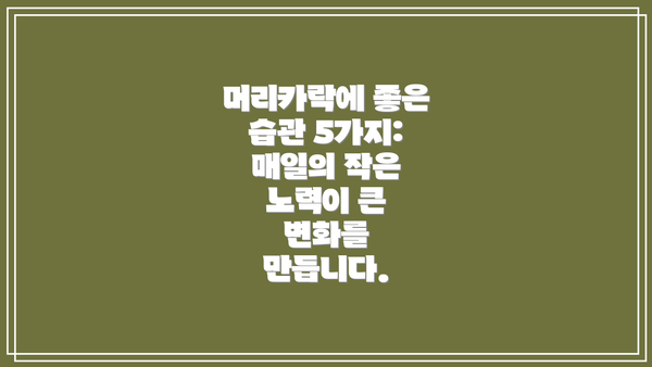 머리카락에 좋은 습관 5가지:  매일의 작은 노력이 큰 변화를 만듭니다.