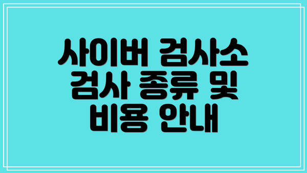 사이버 검사소 검사 종류 및 비용 안내
