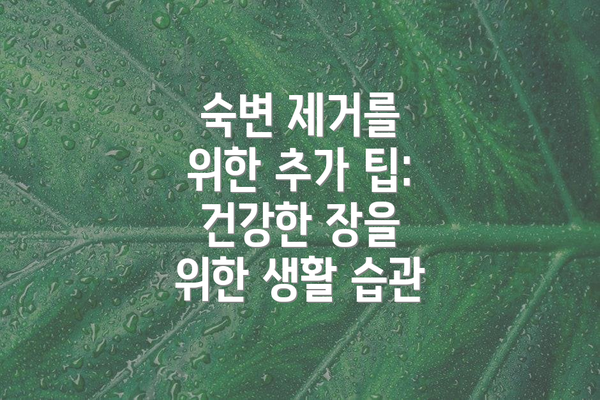 숙변 제거를 위한 추가 팁:  건강한 장을 위한 생활 습관