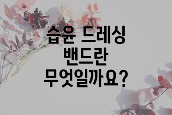 습윤 드레싱 밴드란 무엇일까요?