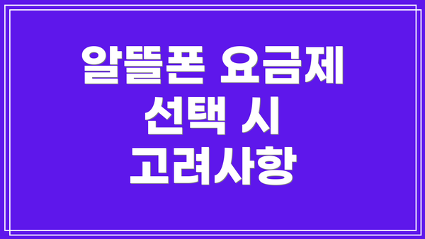 알뜰폰 요금제 선택 시 고려사항