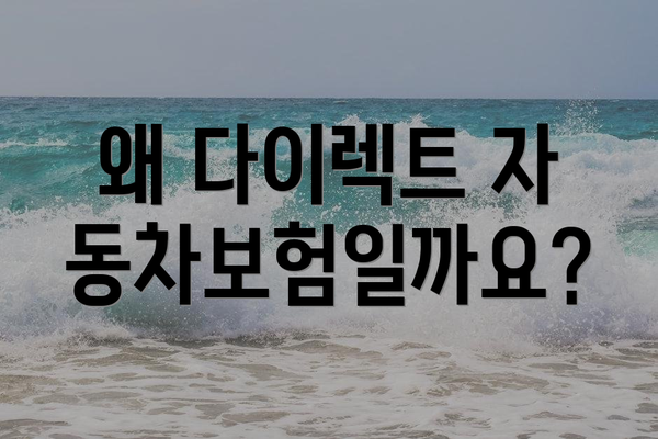 왜 다이렉트 자동차보험일까요?