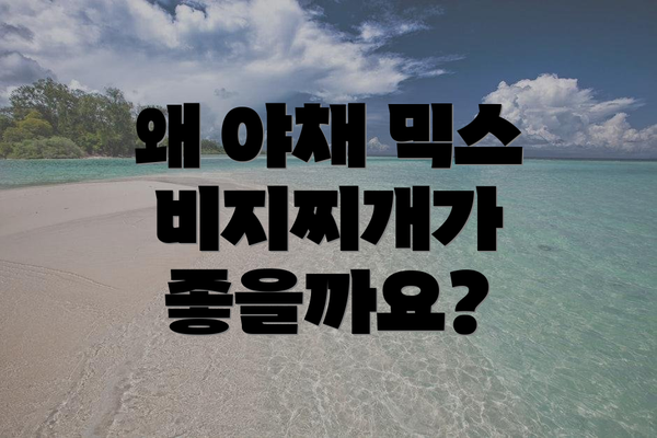왜 야채 믹스 비지찌개가 좋을까요?