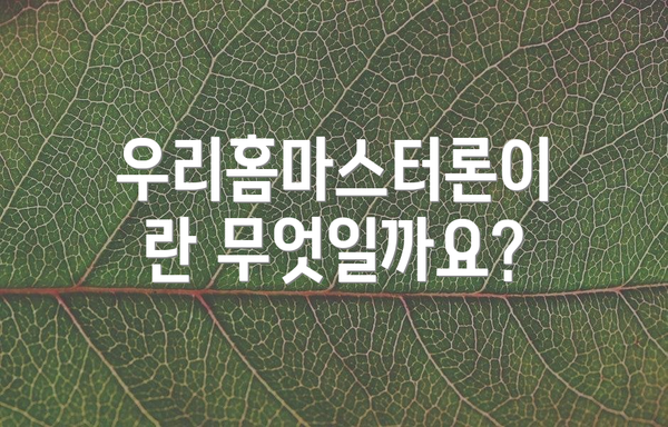 우리홈마스터론이란 무엇일까요?