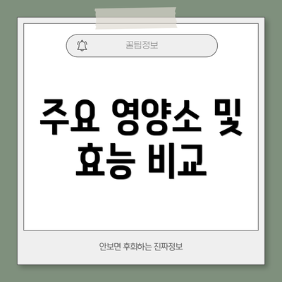 주요 영양소 및 효능 비교