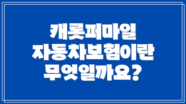 캐롯퍼마일 자동차보험이란 무엇일까요?