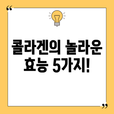 콜라겐의 놀라운 효능 5가지!