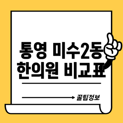 통영 미수2동 한의원 비교표