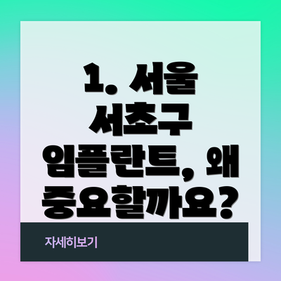 1. 서울 서초구 임플란트, 왜 중요할까요?
