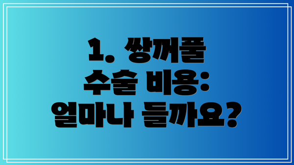 1. 쌍꺼풀 수술 비용: 얼마나 들까요?