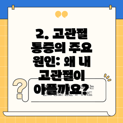2. 고관절 통증의 주요 원인: 왜 내 고관절이 아플까요?