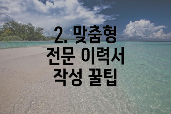 2. 맞춤형 전문 이력서 작성 꿀팁