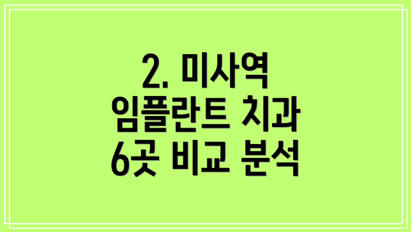 2. 미사역 임플란트 치과 6곳 비교 분석