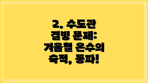 2. 수도관 결빙 문제: 겨울철 온수의 숙적, 동파!