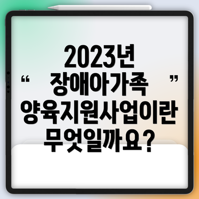 2023년 장애아가족 양육지원사업이란 무엇일까요?