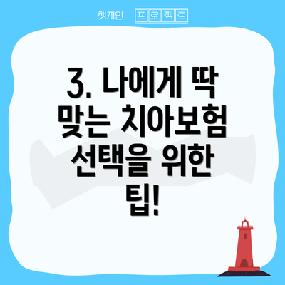 3. 나에게 딱 맞는 치아보험 선택을 위한 팁!