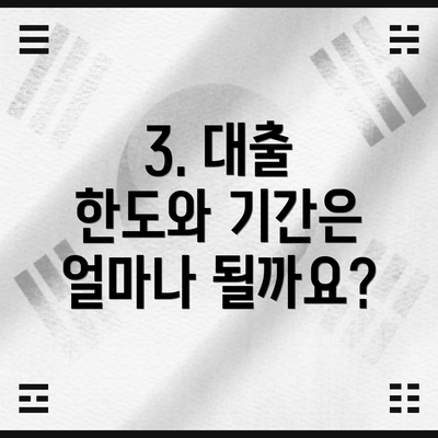 3. 대출 한도와 기간은 얼마나 될까요?