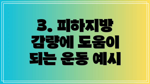 3. 피하지방 감량에 도움이 되는 운동 예시