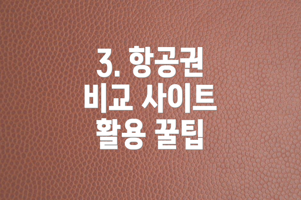 3. 항공권 비교 사이트 활용 꿀팁
