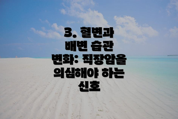 3. 혈변과 배변 습관 변화: 직장암을 의심해야 하는 신호
