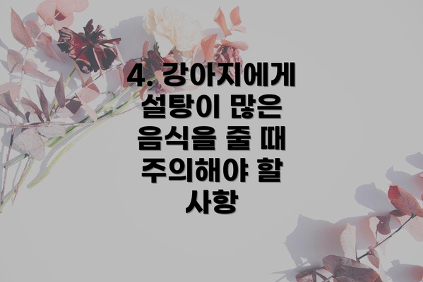 4. 강아지에게 설탕이 많은 음식을 줄 때 주의해야 할 사항