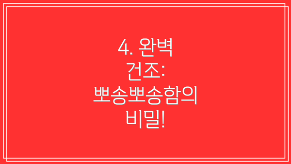 4. 완벽 건조: 뽀송뽀송함의 비밀!