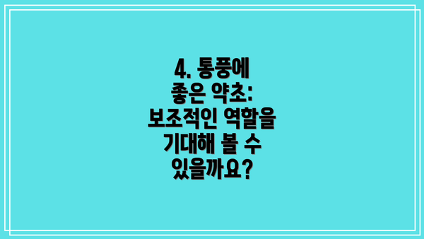 4. 통풍에 좋은 약초: 보조적인 역할을 기대해 볼 수 있을까요?