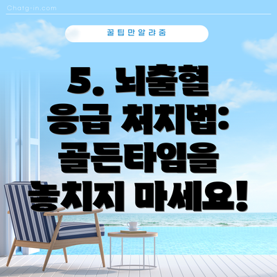 5. 뇌출혈 응급 처치법: 골든타임을 놓치지 마세요!