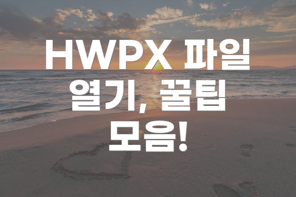 HWPX 파일 열기, 꿀팁 모음!