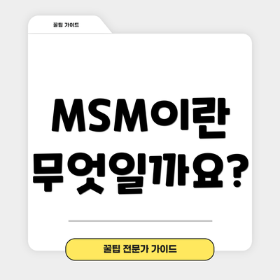 MSM이란 무엇일까요?