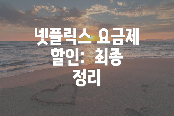 넷플릭스 요금제 할인:  최종 정리