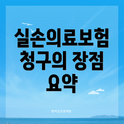 실손의료보험 청구의 장점 요약