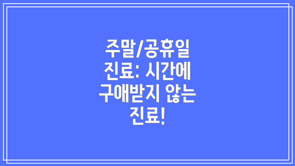 주말/공휴일 진료: 시간에 구애받지 않는 진료!