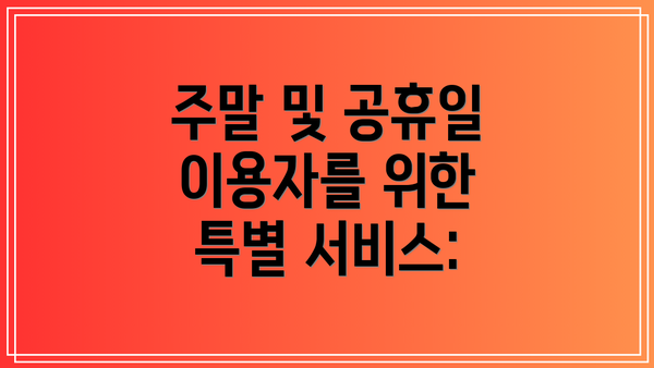 주말 및 공휴일 이용자를 위한 특별 서비스: