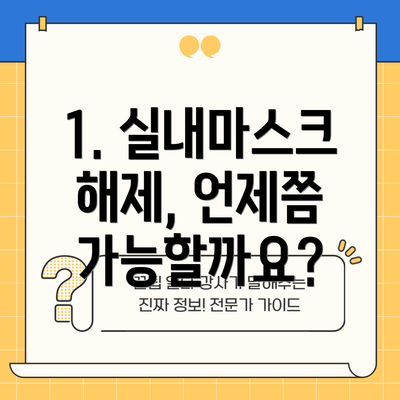 1. 실내마스크 해제, 언제쯤 가능할까요?